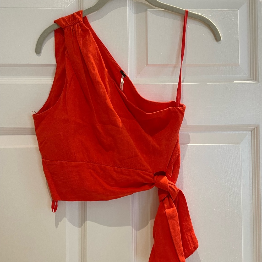 Free people orange one shoulder crop top